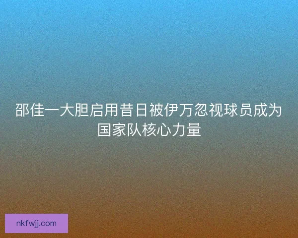 邵佳一大胆启用昔日被伊万忽视球员成为国家队核心力量 邵佳一大胆启用昔日被伊万忽视球员成为国家队核心力量