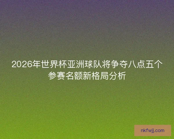 2026年世界杯亚洲球队将争夺八点五个参赛名额新格局分析