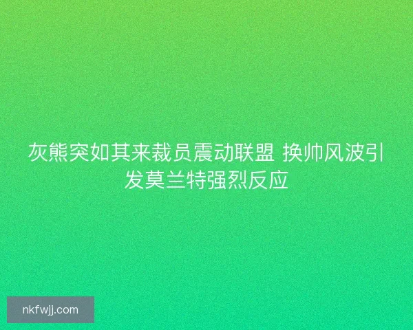 灰熊突如其来裁员震动联盟 换帅风波引发莫兰特强烈反应